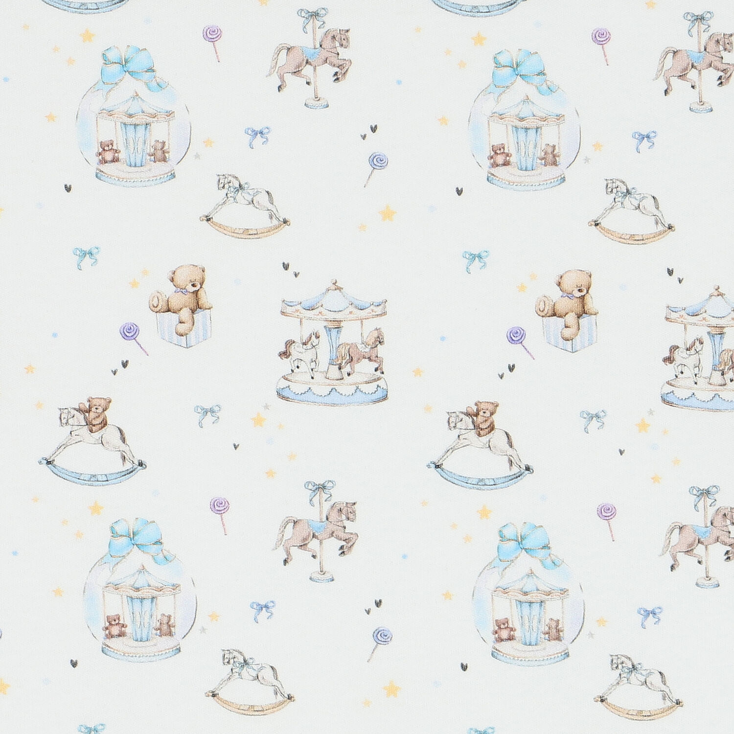 Baby Boys White & Blue Carousel Blanket, 1, hi-res image number null